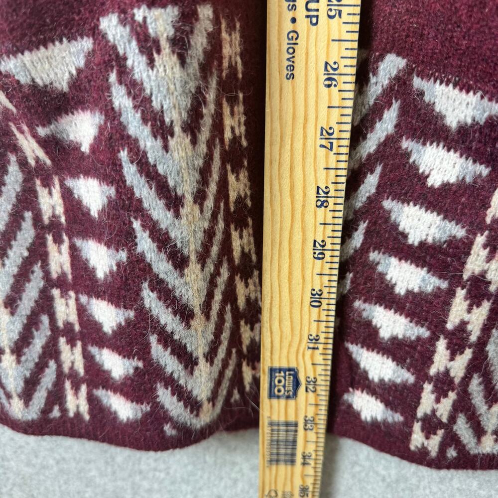 NWT Frye Cardigan Sweater Women's Large Burgundy Boho Southwest Cozy Tribal Open - Picture 7 of 11